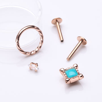 Detail View 1 of 3 Pcs of Assorted Rose Gold Bohemian Turquoise Stud & Clicker Package